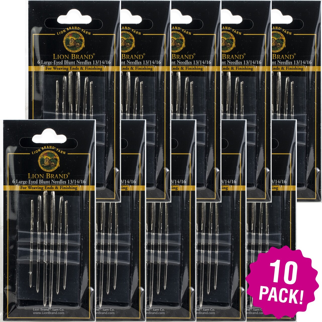 Multipack of 10 - Lion Brand Large-Eyed Blunt Needles-Sizes 13, 14 & 16 6/Pkg